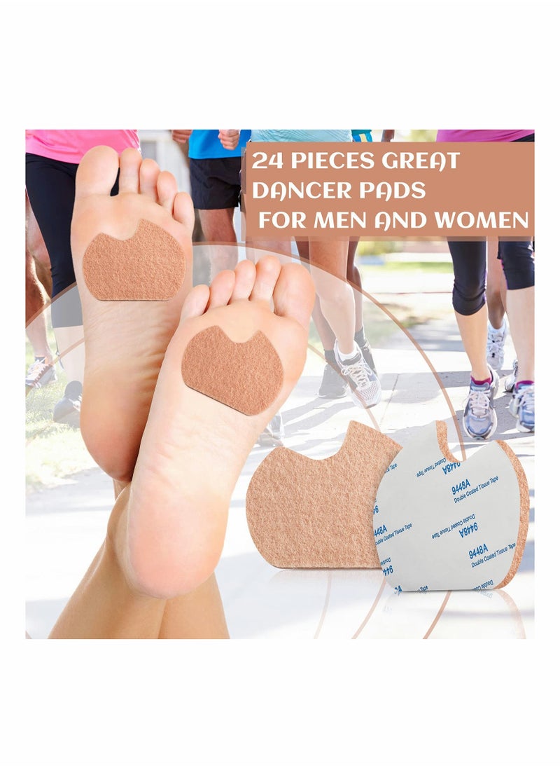 Excefore - Foot Pads, 24 Pcs Self-Adhesive Foot Cushion for Dancer, Forefoot Cushion Pads Sesamoiditis Pads for Ball of feet Pain, Felt Forefoot Cushion Pads for Men Women Dancing Pain Relief(Beige) - Image 1