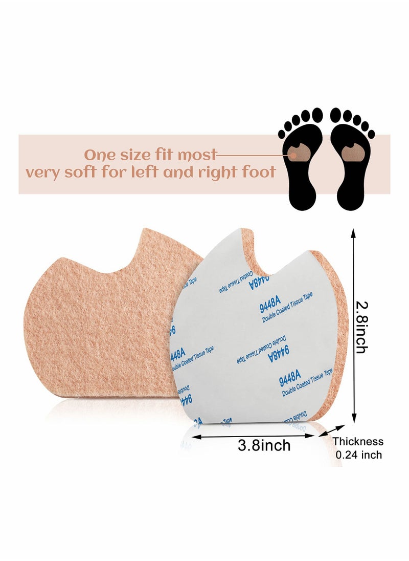 Excefore - Foot Pads, 24 Pcs Self-Adhesive Foot Cushion for Dancer, Forefoot Cushion Pads Sesamoiditis Pads for Ball of feet Pain, Felt Forefoot Cushion Pads for Men Women Dancing Pain Relief(Beige) - Image 1
