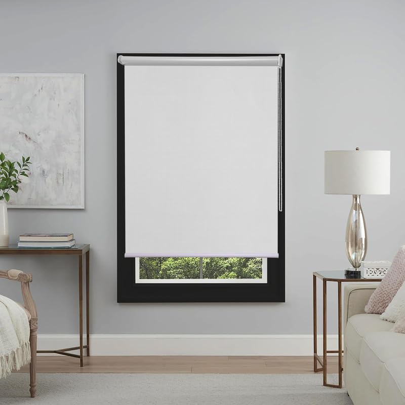 GREEN DECOR -Roller Blinds 300 GSM Polyester Fabric Waterproof & Sun Blockage Corded Roll Up and Down Blinds Curtains for Window, Door, Balcony (White Color 2 X 4.5 Feet, Pack of 1 Piece) - Image 1