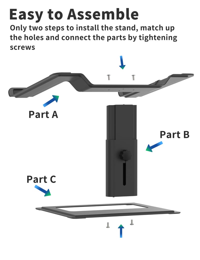 SOUNDANCE Adjustable Laptop Stand for Desk, Computer Stand, Ergonomic Laptop Riser Holder Compatible with 10 to 17.3 Inches Notebook PC Computer, Aluminum Black - Image 5