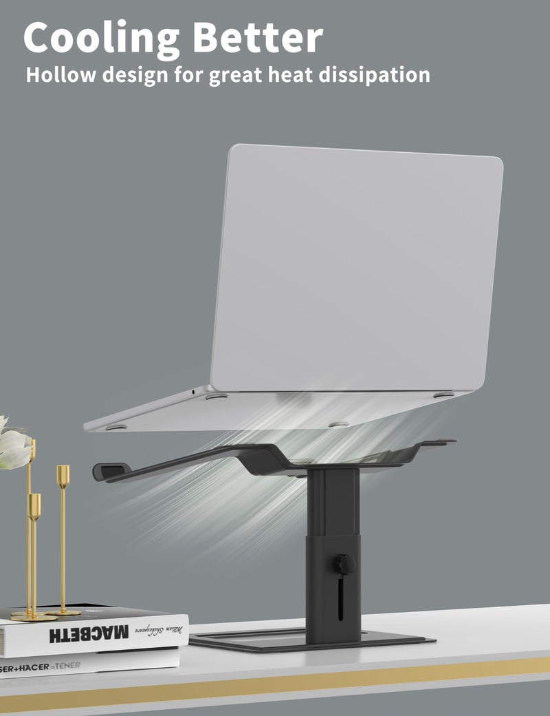 SOUNDANCE Adjustable Laptop Stand for Desk, Computer Stand, Ergonomic Laptop Riser Holder Compatible with 10 to 17.3 Inches Notebook PC Computer, Aluminum Black - Image 4