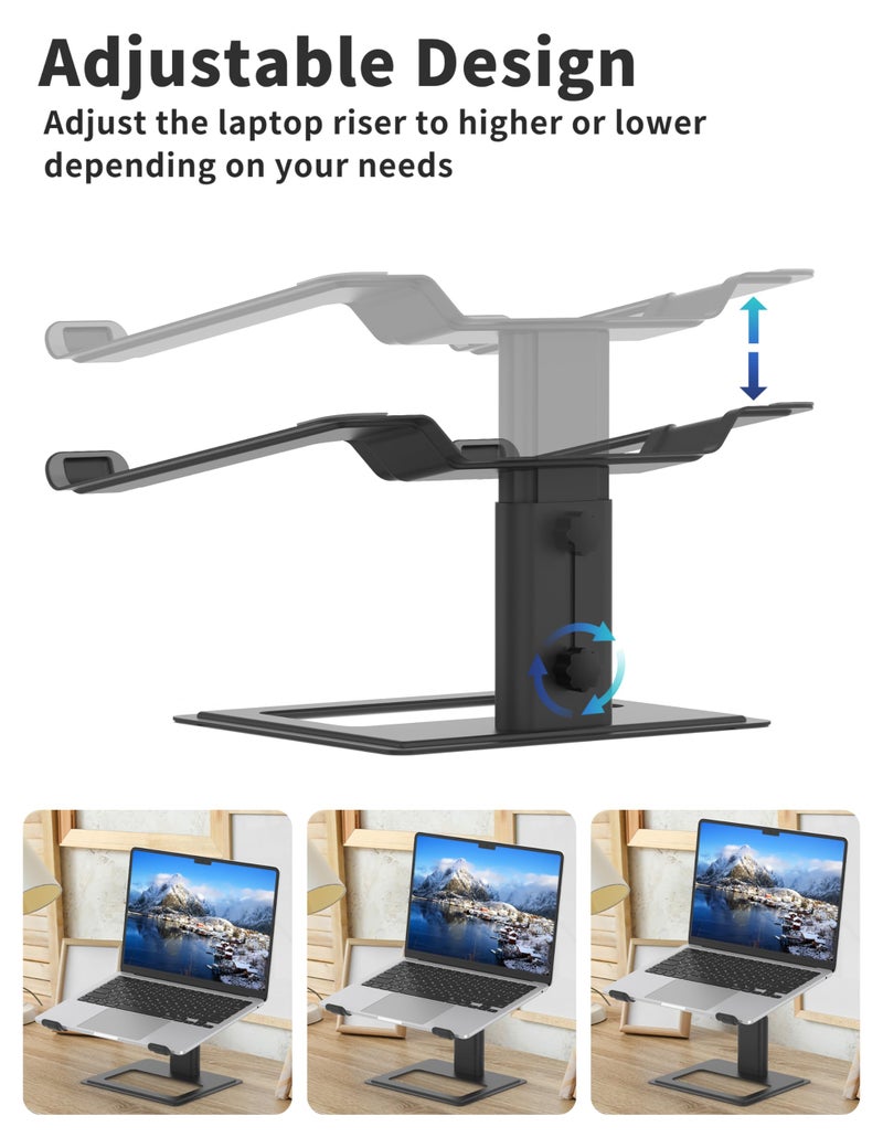 SOUNDANCE Adjustable Laptop Stand for Desk, Computer Stand, Ergonomic Laptop Riser Holder Compatible with 10 to 17.3 Inches Notebook PC Computer, Aluminum Black - Image 3