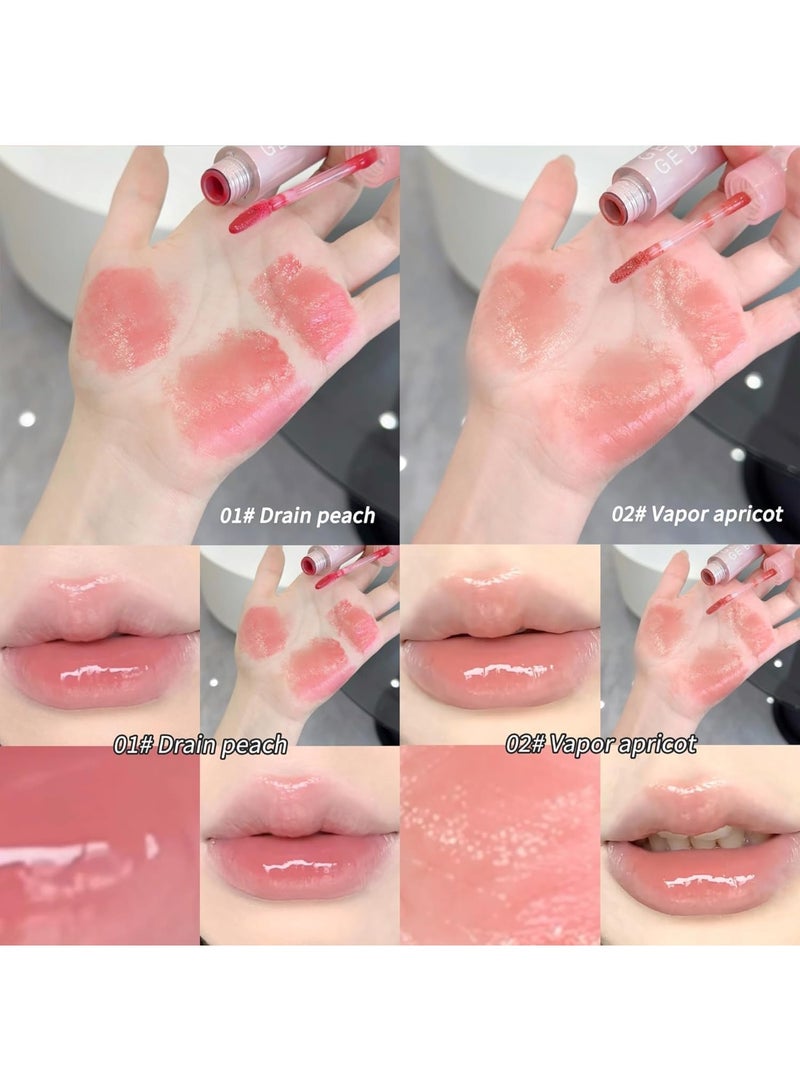 دب جيجي ملمع الشفاه "Water Ice Color" من Gege Bear | تركيبة خفيفة تمنحكِ شفاهًا ناعمة ولامعة وممتلئة | لمسة نهائية لامعة ومرطبة تنساب بسلاسة | ألوان رائعة تشمل الخوخي، والتوت، ودرجات النيود | لمعان فائق مثالي لإطلالات الحفلات | ملمع شفاه بتصميم كوري جذاب للنساء والفتيات (درجة 02# Vapor Apricot، 3 جم) - Image 2