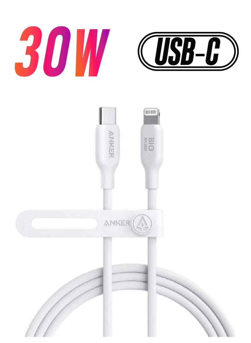Anker 542 USB-C to Lightning Bio-Based 3ft Cable A80B1H21 White - Image 1