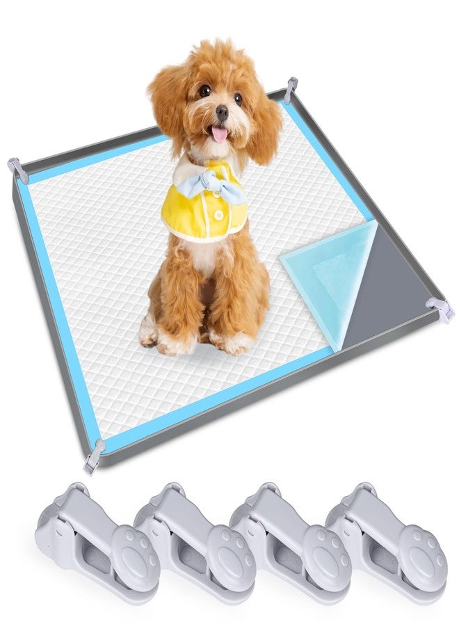 phepetroll Dog Pee Pad Holder, Dog Potty Tray Silicone Puppy Pad Holder Tray Fits for 24" x 24" Training Pads, Puppy Potty Tray With 4 Clamps No Spill Raised Lip High Edge for Indoor Floor Protection (Dark Grey) - Image 1