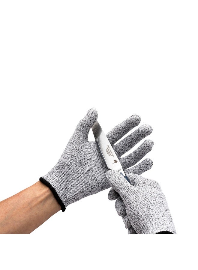 Restaurantware قفازات حماية الحياة متوسطة القطع، 1 زوج من قفازات مقاومة القطع لفتح المحار - المستوى 5، من مادة البولي إيثيلين الرمادي وشبكة الألياف الزجاجية، لقطع اللحوم أو تنظيف الأسماك - Image 2