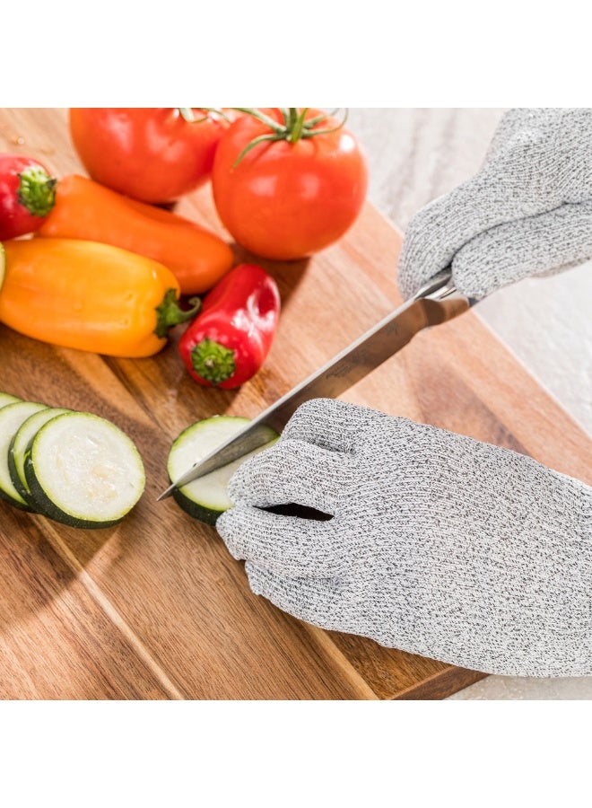 Restaurantware قفازات حماية الحياة متوسطة القطع، 1 زوج من قفازات مقاومة القطع لفتح المحار - المستوى 5، من مادة البولي إيثيلين الرمادي وشبكة الألياف الزجاجية، لقطع اللحوم أو تنظيف الأسماك - Image 3