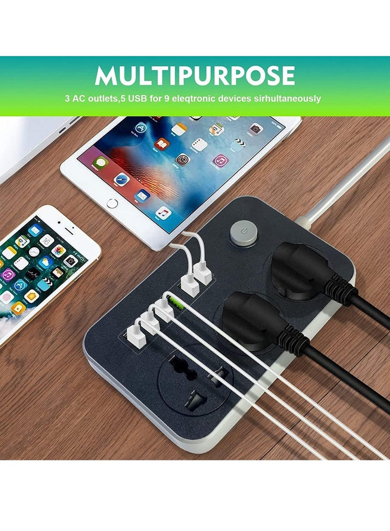 MONOGUE Power Strips Extension Cord 3 Outlets Power Socket with 6 USB Ports Universal Charging Socket with 2M Bold Extension Cord - Image 5