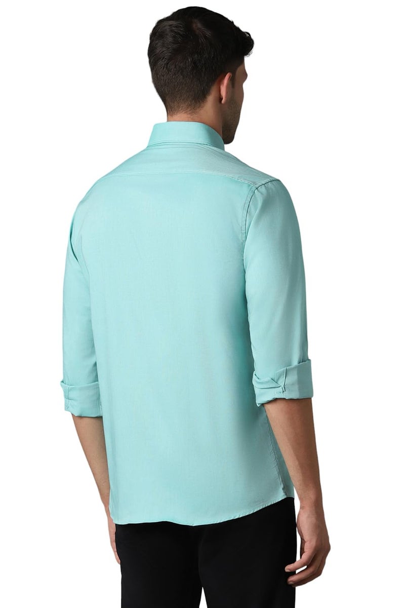 LOUIS PHILIPPE قميص لويس فيليب القطني للرجال بتصميم ضيق (LYSFCSLP787352_تركواز، 39) - Image 3