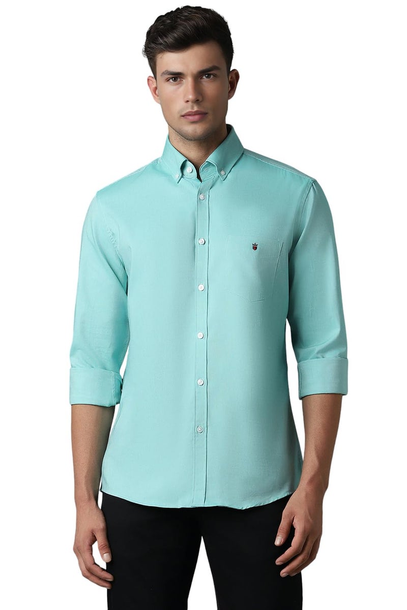 LOUIS PHILIPPE قميص لويس فيليب القطني للرجال بتصميم ضيق (LYSFCSLP787352_تركواز، 39) - Image 1