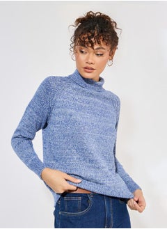 Regular Fit Mixed Yarn Turtle Neck Sweater