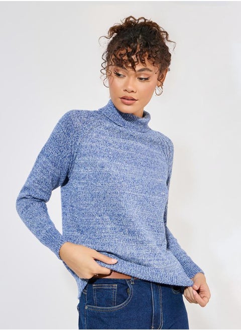 Regular Fit Mixed Yarn Turtle Neck Sweater