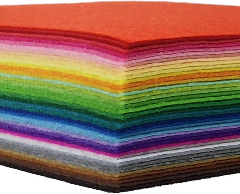 flic-flac 42pcs Felt Fabric Sheet 4"x4" Assorted Color DIY Craft Squares Nonwoven 1mm Thick - Image 1
