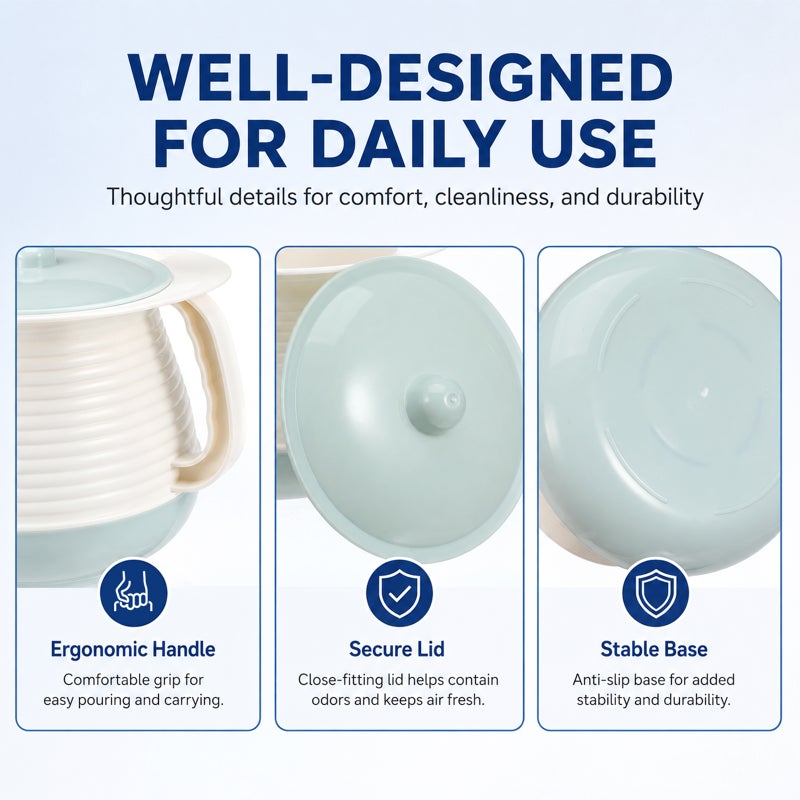 1 Set Spittoon with Lid Portable Chamber Pot Covered Night Urinal for Home - Image 2