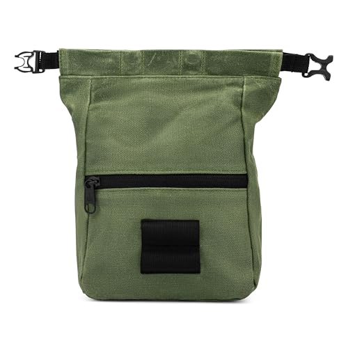 Oso Supply Co - Kulshan Bouldering Bucket, Large Size Chalk Bag for Rock Climbing, Chalk Pot with Magnetic Roll Down Closure, Brush Loop, Zippered Pockets for Climbers, Weightlifting (Olive Green) - Image 2