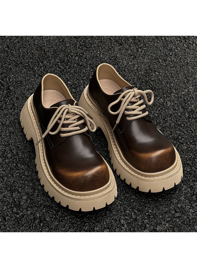 Cleanfit Derby Shoes For Men, Genuine Leather British Style Work Shoes, Thick-soled Height-increasing Large-toe Shoes, Niche Commuter Leather Shoes For Women