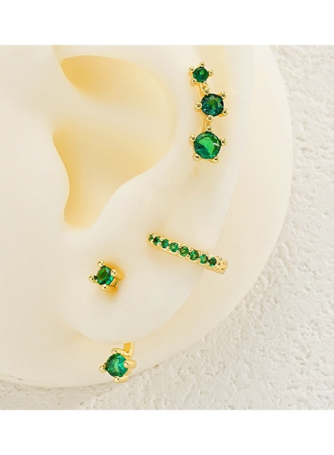 KANGLI New Fashion Copper Rhinestone Decor Earrings for Women Daily Decoration 3 Pairs/Set - Image 3