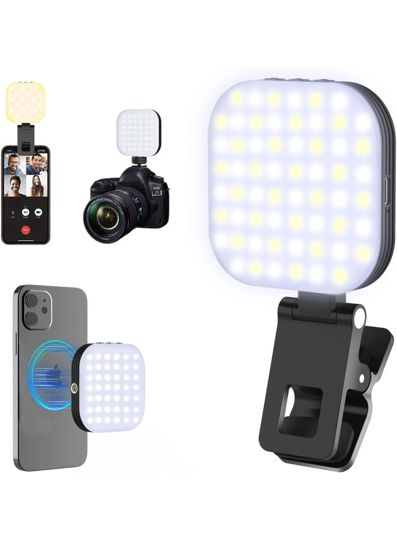 LUXSURE MagSafe Selfie Ring Light with Clip, 3 Lighting Modes, 5 Brightness Levels, Rechargeable LED Fill Light for Phone, Laptop, Video Calls & Streaming