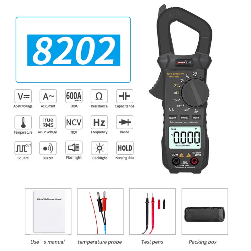 WinAPEX Portable Pocket Multimeter 6000 Counts True RMS Digital Clamp Meter with Square Wave Output - Image 2