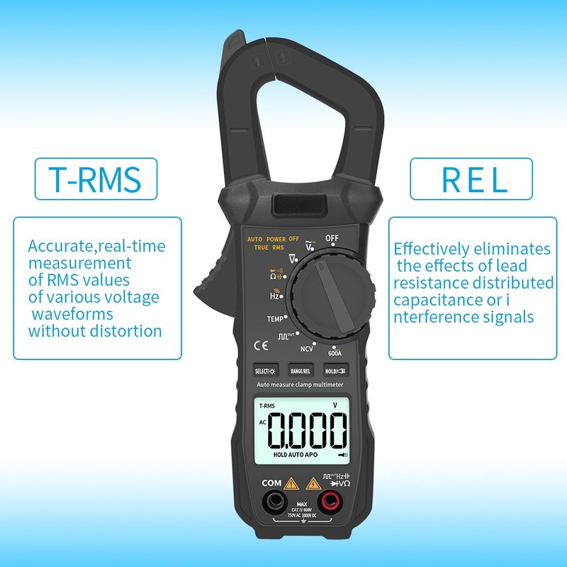 WinAPEX Portable Pocket Multimeter 6000 Counts True RMS Digital Clamp Meter with Square Wave Output - Image 4