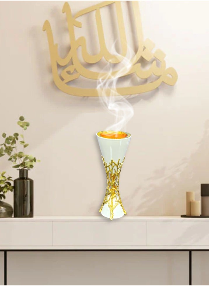 بخور بوسيدين مبخرة عود عربية بتصميم أنيق لعطر المنزل والمكتب - قطعة واحدة باللون الأبيض  - Image 3