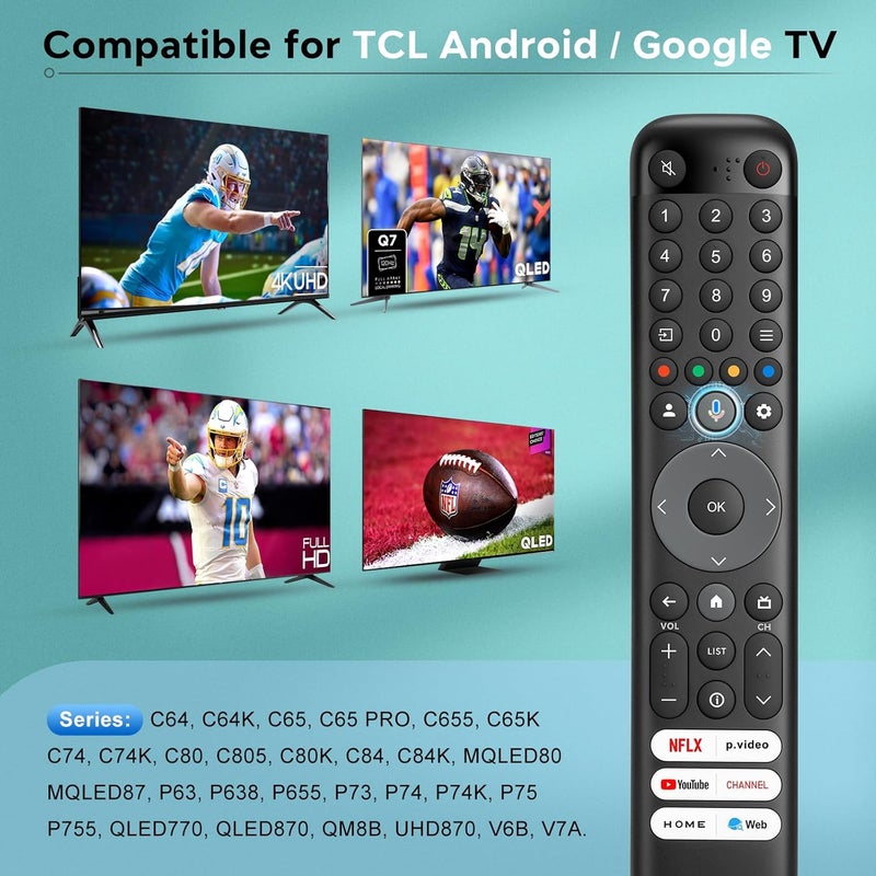 جهاز تحكم صوتي عام لتلفزيونات TCL الذكية من نوع Google، بديل لأجهزة التحكم في تلفزيونات TCL 4K QLED الذكية من نوع Google. - Image 3