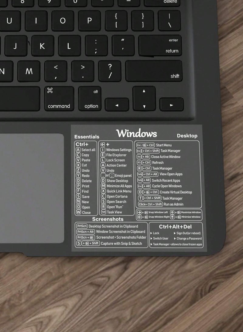 Laptop Sticker with Windows Shortcuts Design - Image 2