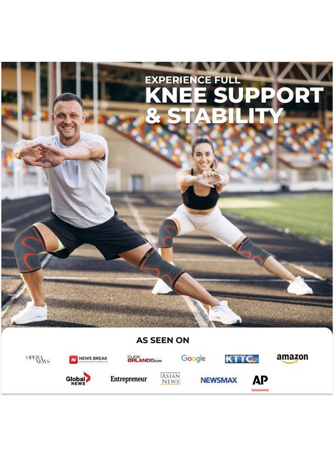 Modvel Compression Knee Brace for Women & Men, 2-Pack Knee Brace for Running Knee Pain, Knee Support Compression Sleeve, Workout Sports Knee Braces for Meniscus Tear, ACL & Arthritis Pain Relief  - Image 3