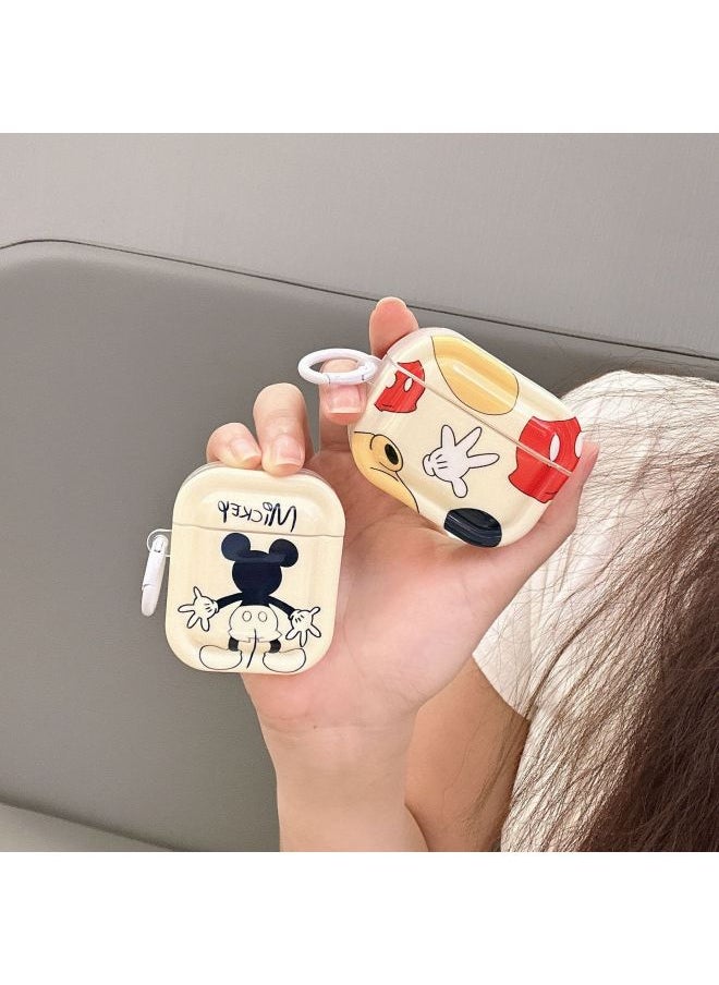 Generic - Japan And South Korea Cute Cartoon AirPods Pro2 Protective Case 1/2/3/4 Generation Wireless Bluetooth Earphone Set-Color:Black And White Mickey + Hook-Model:Airpods 3 - Image 1