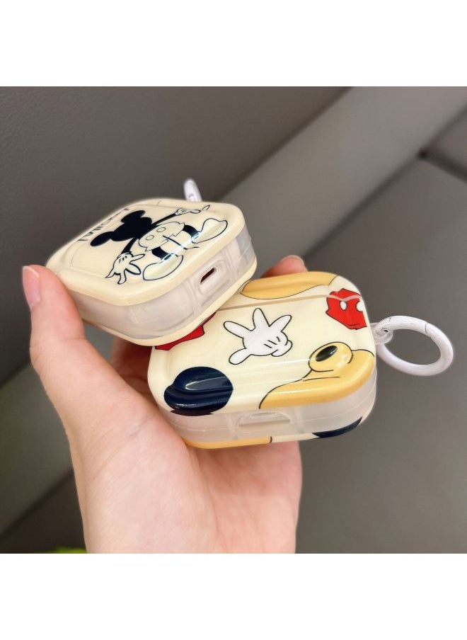 Generic - Japan And South Korea Cute Cartoon AirPods Pro2 Protective Case 1/2/3/4 Generation Wireless Bluetooth Earphone Set-Color:Black And White Mickey + Hook-Model:Airpods 3 - Image 1