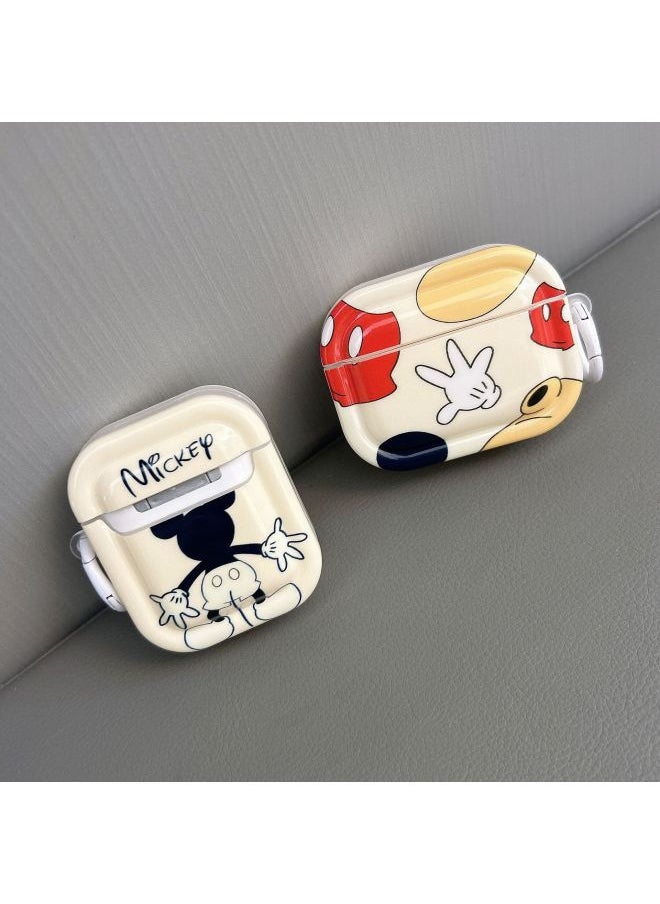 Generic - Japan And South Korea Cute Cartoon AirPods Pro2 Protective Case 1/2/3/4 Generation Wireless Bluetooth Earphone Set-Color:Black And White Mickey + Hook-Model:Airpods 3 - Image 1