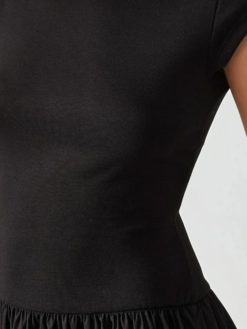 HICCUP Black Boat Neck A-Form Fit Maxi Dress for Women | Best Price UAE