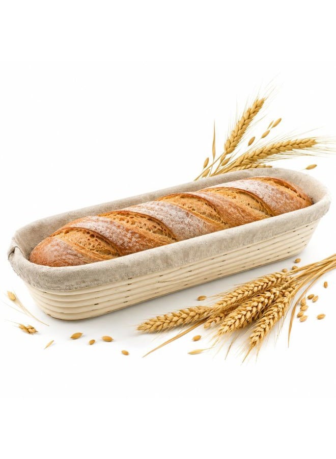 Vollum Banneton Bread Proofing Basket Sourdough Proofing Basket for Beginners & Professional Bakers, Handwoven Rattan Cane Bread Maker for Artisan Breads, 13.5 Inch x 3.5 In x 3 In, 0.5-lb Rectangular - Image 1