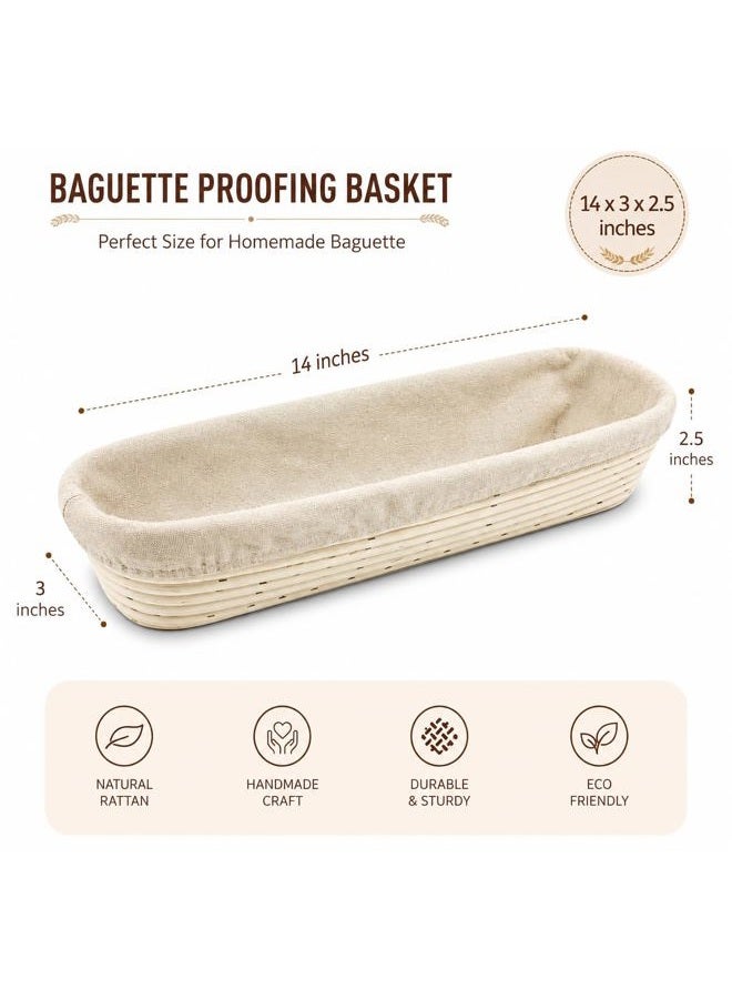Vollum Banneton Bread Proofing Basket Sourdough Proofing Basket for Beginners & Professional Bakers, Handwoven Rattan Cane Bread Maker for Artisan Breads, 13.5 Inch x 3.5 In x 3 In, 0.5-lb Rectangular - Image 2