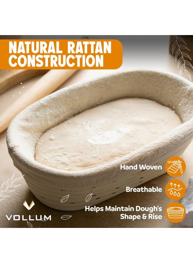 Vollum Banneton Bread Proofing Basket Sourdough Proofing Basket for Beginners & Professional Bakers, Handwoven Rattan Cane Bread Maker for Artisan Breads, 13.5 Inch x 3.5 In x 3 In, 0.5-lb Rectangular - Image 3