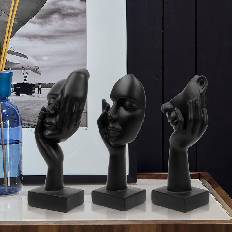 prosfalt 3 Pcs Thinker Statue,Modern Home Resin Sculptures,Collectible Figurines for Home Office Bookshelf Desktop Decor(Black) - Image 5