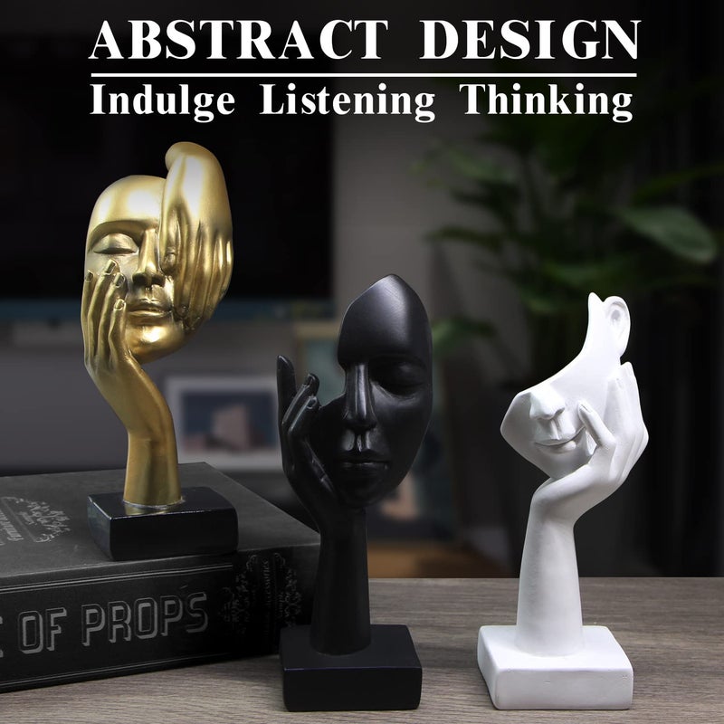 prosfalt 3 Pcs Thinker Statue,Modern Home Resin Sculptures,Collectible Figurines for Home Office Bookshelf Desktop Decor(Black) - Image 2
