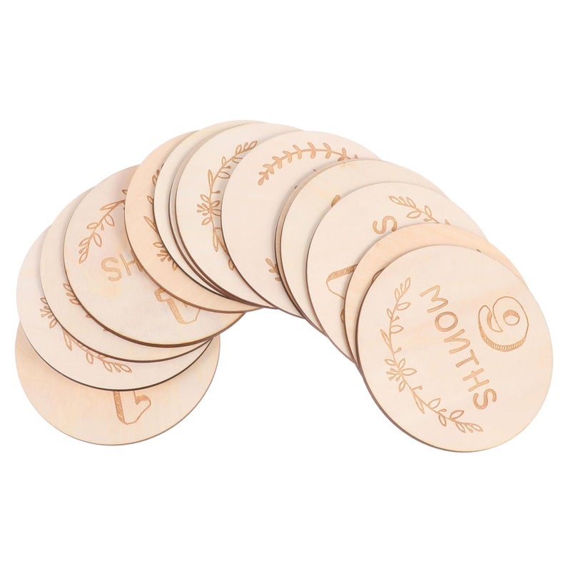 Wooden Monthly Milestone Cards Set Of 14 For Newborn Photography And Growth Record - Image 2