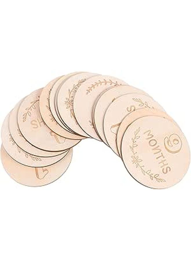 Wooden Monthly Milestone Cards Set Of 14 For Newborn Photography And Growth Record - Image 1