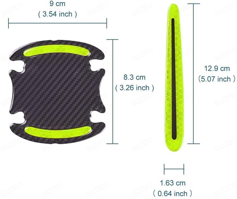MIZZEO Car Door Handle & Bowl Reflective Scratch Protector Pack of 8 (4 x Door Handle + 4 x Bowl) Waterproof Sticker (Carbon Black & Neon) Compatible with Toyota Corolla Altis (Type-I) 2012-2013 - Image 5