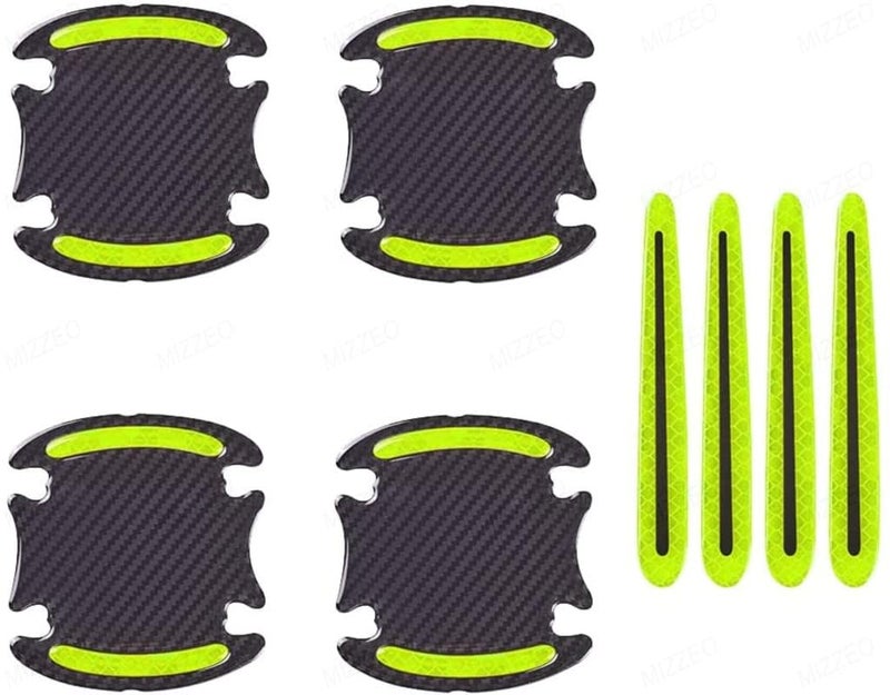 MIZZEO Car Door Handle & Bowl Reflective Scratch Protector Pack of 8 (4 x Door Handle + 4 x Bowl) Waterproof Sticker (Carbon Black & Neon) Compatible with Toyota Corolla Altis (Type-I) 2012-2013 - Image 3