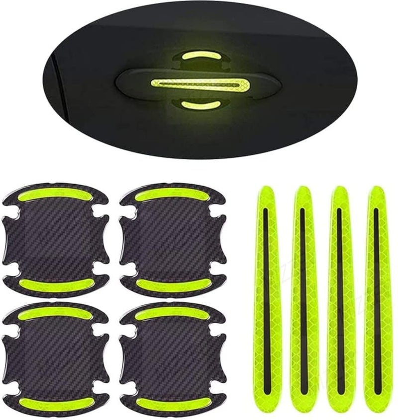 MIZZEO Car Door Handle & Bowl Reflective Scratch Protector Pack of 8 (4 x Door Handle + 4 x Bowl) Waterproof Sticker (Carbon Black & Neon) Compatible with Toyota Corolla Altis (Type-I) 2012-2013 - Image 1