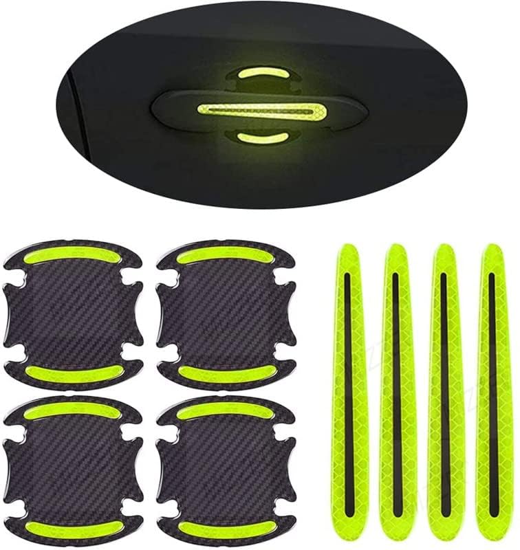 MIZZEO Car Door Handle & Bowl Reflective Scratch Protector Pack of 8 (4 x Door Handle + 4 x Bowl) Waterproof Sticker (Carbon Black & Neon) Compatible with Toyota Corolla Altis (Type-I) 2012-2013 - Image 2