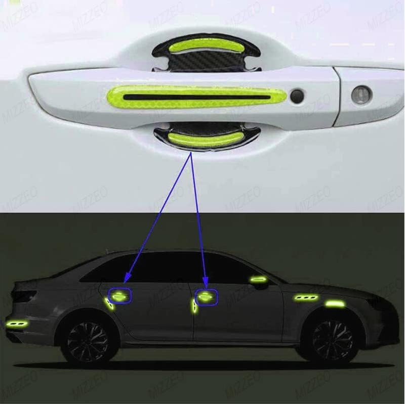 MIZZEO Car Door Handle & Bowl Reflective Scratch Protector Pack of 8 (4 x Door Handle + 4 x Bowl) Waterproof Sticker (Carbon Black & Neon) Compatible with Toyota Corolla Altis (Type-I) 2012-2013 - Image 4