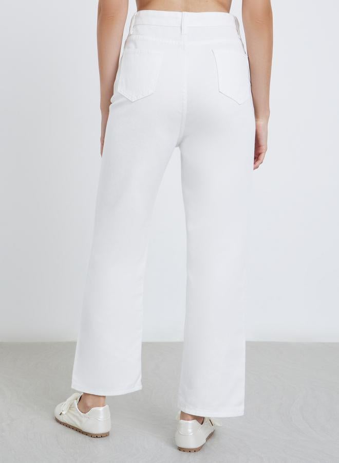 Styli Solid High Rise Wide Leg Jeans - Image 4