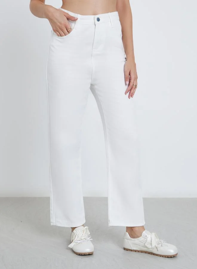 Styli Styli Solid High Rise Wide Leg Jeans