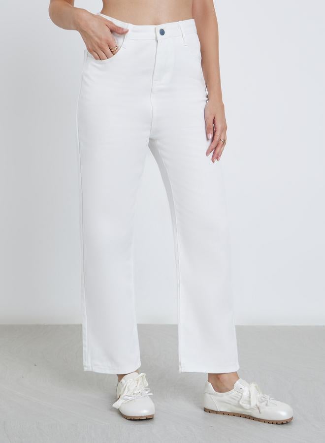 Styli Solid High Rise Wide Leg Jeans - Image 2