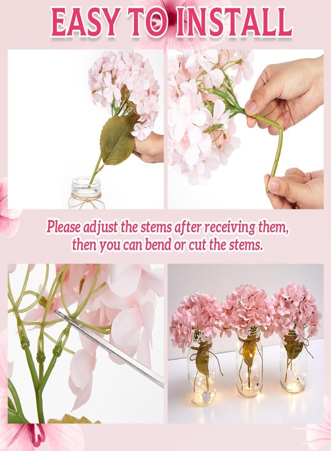 Juinte 4 Sets Mason Jar with Lights Pink Hydrangea Decorative Pink Centerpieces for Tables Mason Jars Flowers Decorations LED Farmhouse Vase for Home Wedding Event Party Decor - Image 3