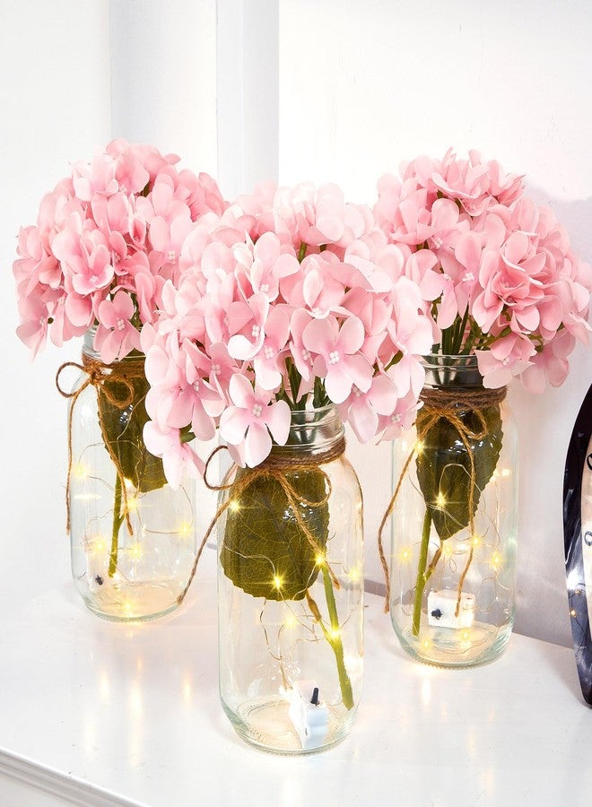 Juinte 4 Sets Mason Jar with Lights Pink Hydrangea Decorative Pink Centerpieces for Tables Mason Jars Flowers Decorations LED Farmhouse Vase for Home Wedding Event Party Decor - Image 5