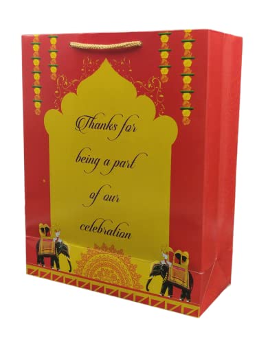 Arrow Paper Products Arrow Product Paper Maharaja Wedding Bag With 200 GSM and Gold Color Thread for Return Gift, Small Presents, Birthday, Holiday Presents (12x9.5x4 inch, Pack of 25) - Image 5